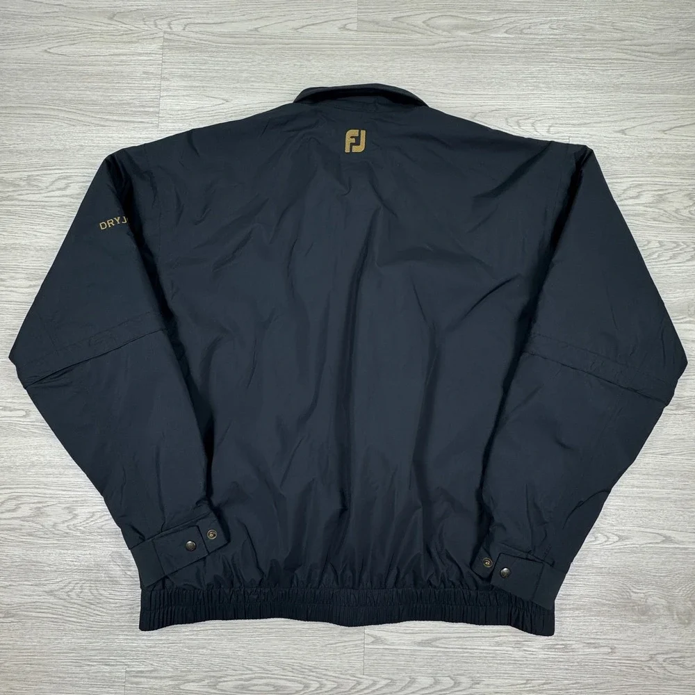FootJoy Men's Jacket DryJoys Golf Rain Windbreaker Black Large‎ Zip Off Sleeves
